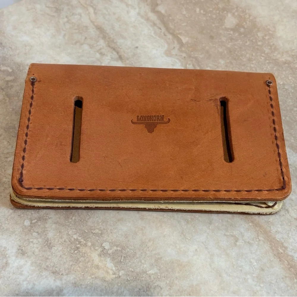 Longhorn Leather natural leather snap pouch